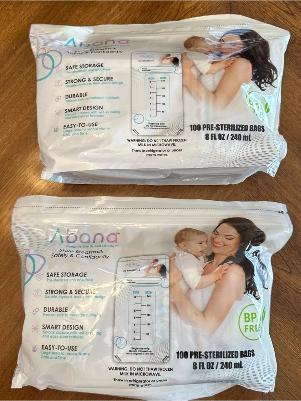 Abana Breastmilk Storage Bags, 200 Pre-Sterilized bags 8FL OZ/240 ml New Nursing